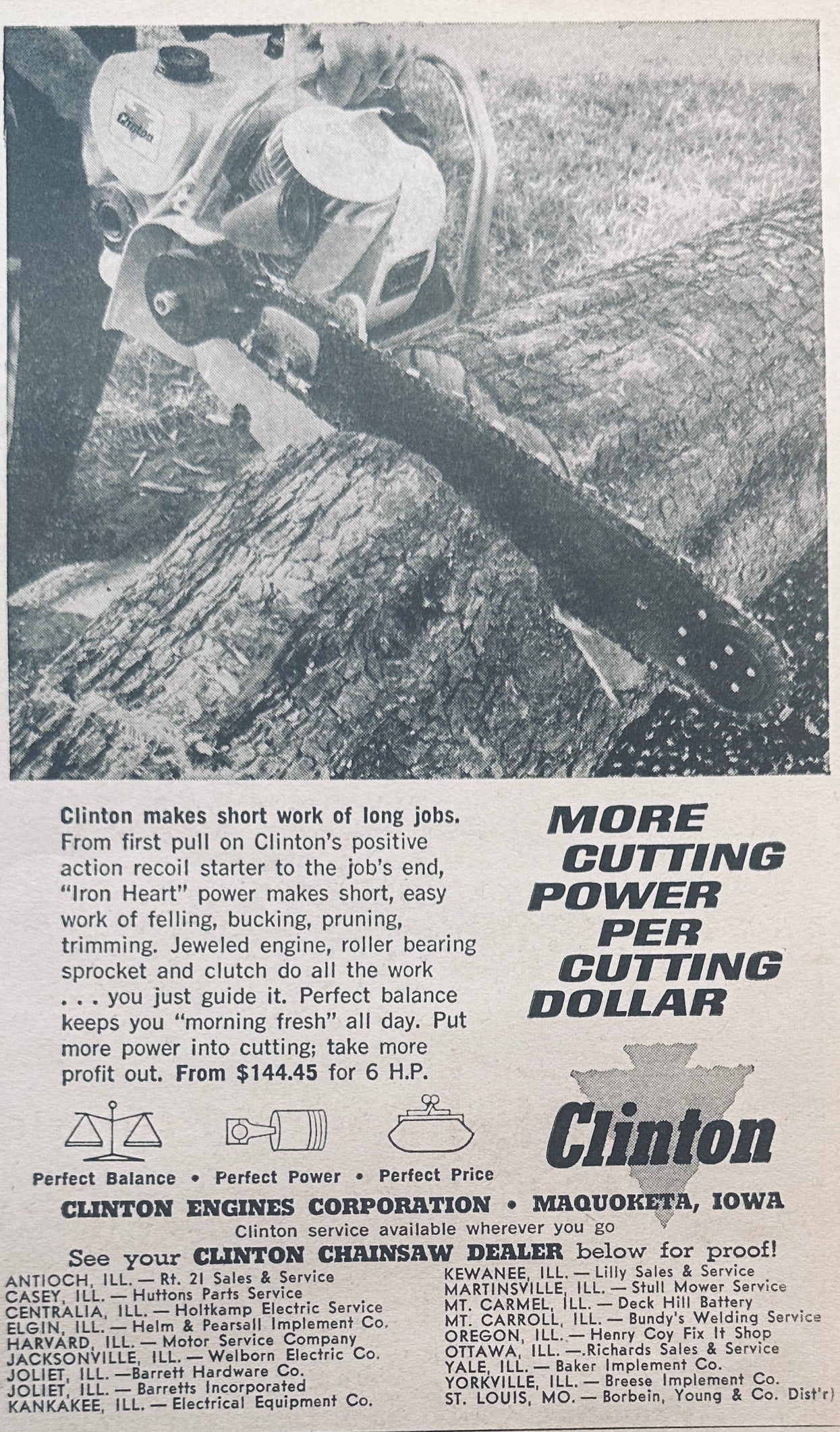 1957 & 1962 Clinton Chain Saw Ads #774 - Clinton Michigan