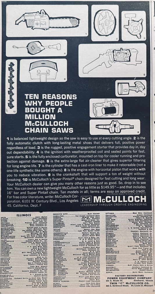 1962 McCulloch Chain Saws 10 Reasons People Bought Them #789
