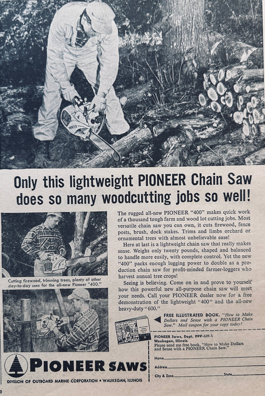 1959 Pioneer "400" Lightweight Chain Saw working in the Field #793