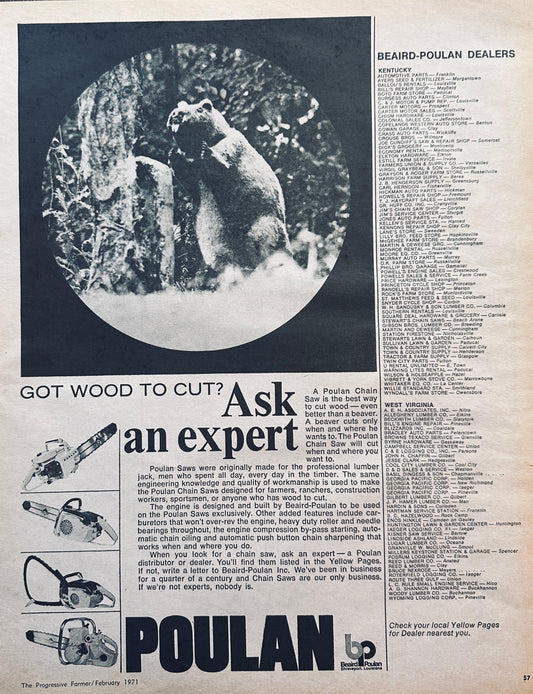 1971 Beaird-Poulan Chain Saws Vintage Ad #799 Shreveport LA