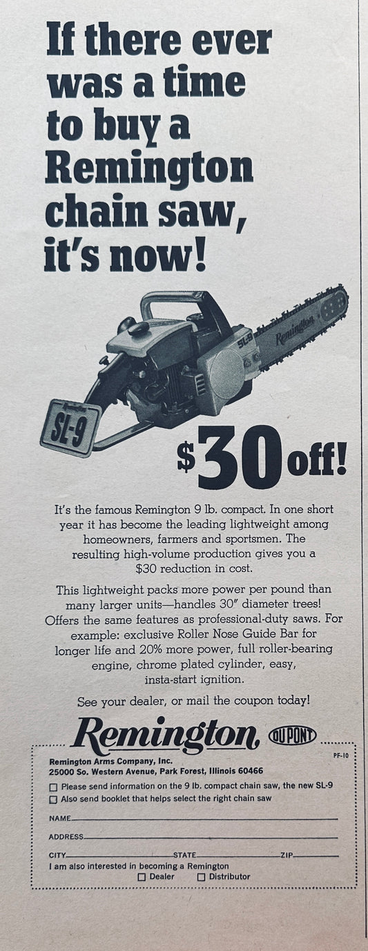 1968 Remington SL-9 Compact Chain Saw #805