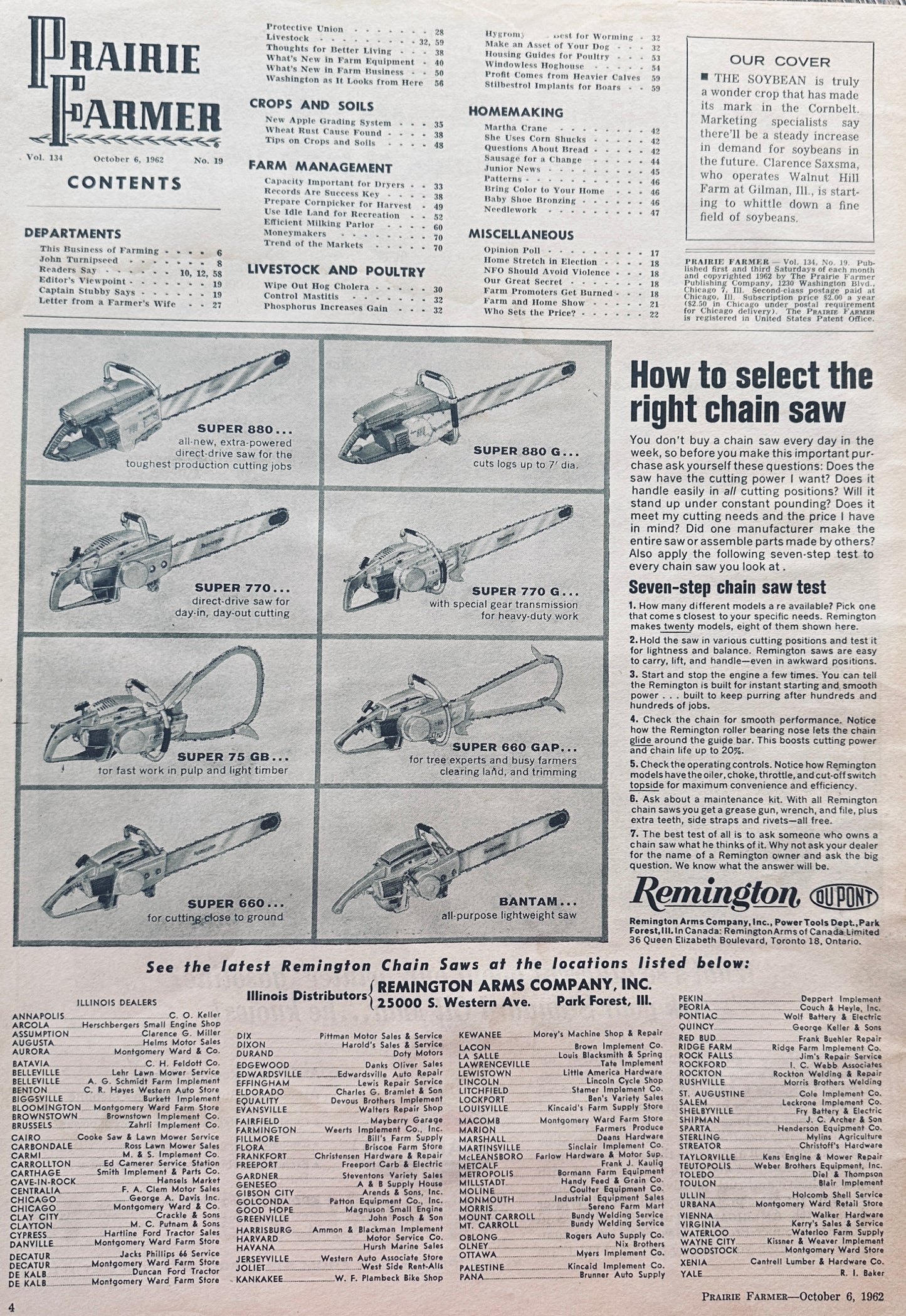 1962 Remington Chain Saw Line, Selection Guidance & Dealerships #802