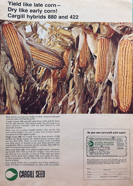 1968 Cargill Hybrids 880 & 422 Corn Seed Single & Triple Cross #810