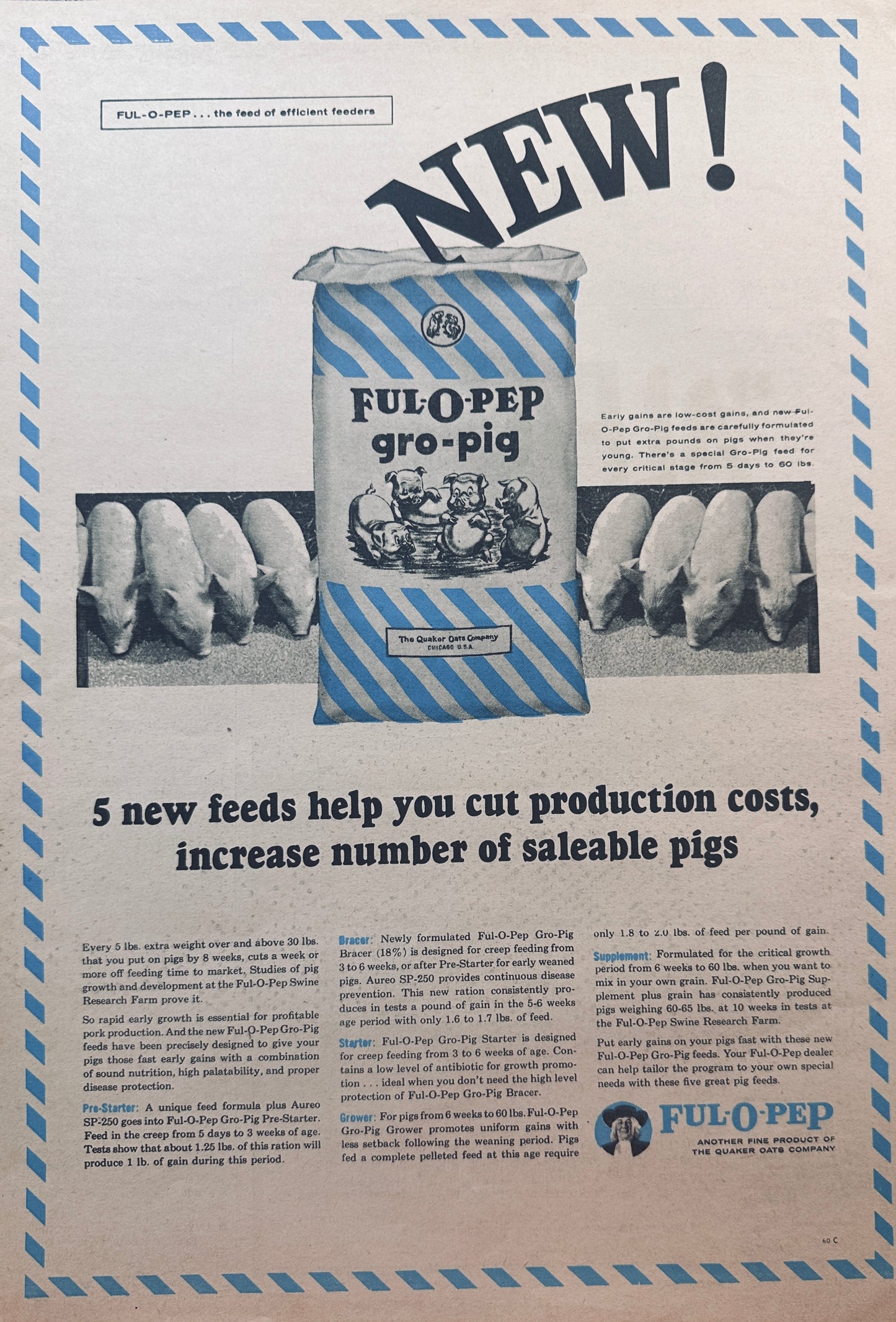 1965 Ful-O-Pep Gro-Pig Vintage Feed Ad - Masterpiece Collection #813