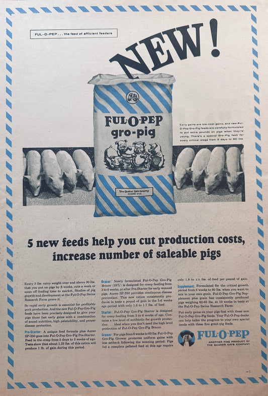 1965 Ful-O-Pep Gro-Pig Vintage Feed Ad - Masterpiece Collection #813