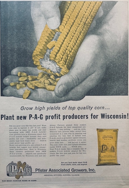 1962 Pfister Associated Growers Hybrid Seed Corn - Wisconsin #829
