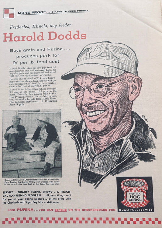 1959 Purina Hog Chows #833 Harold Dodds Frederick, IL Vintage Ad