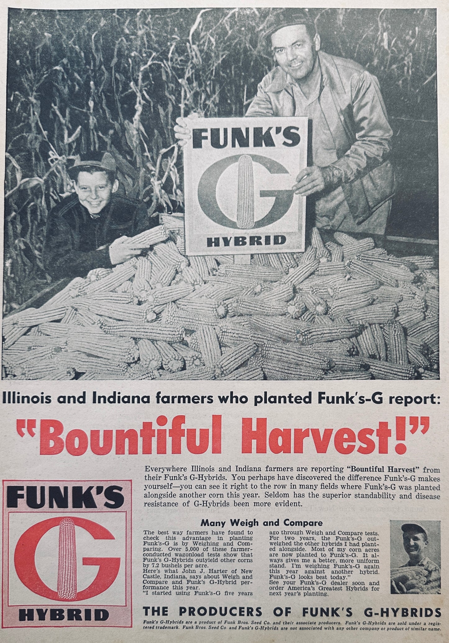 1959 Funk's G Hybrid Brings Bountiful Harvest to John Harter of New Castle IN #861