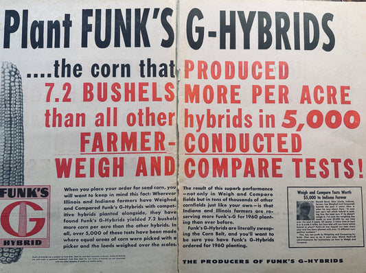 1959 2-Page Funks G Hybrid Vintage Corn Seed Ad #862