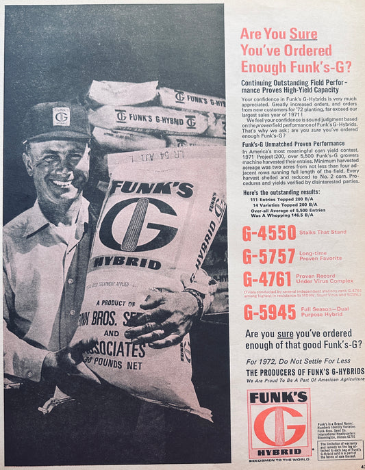 1972 Funk's G Hybrid Have You Ordered Enough Funk's G Vintage Ad #870
