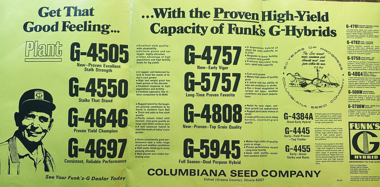 1972 Funk's G Hybrid & Columbiana Seed Magazine Insert #871 Right Decision