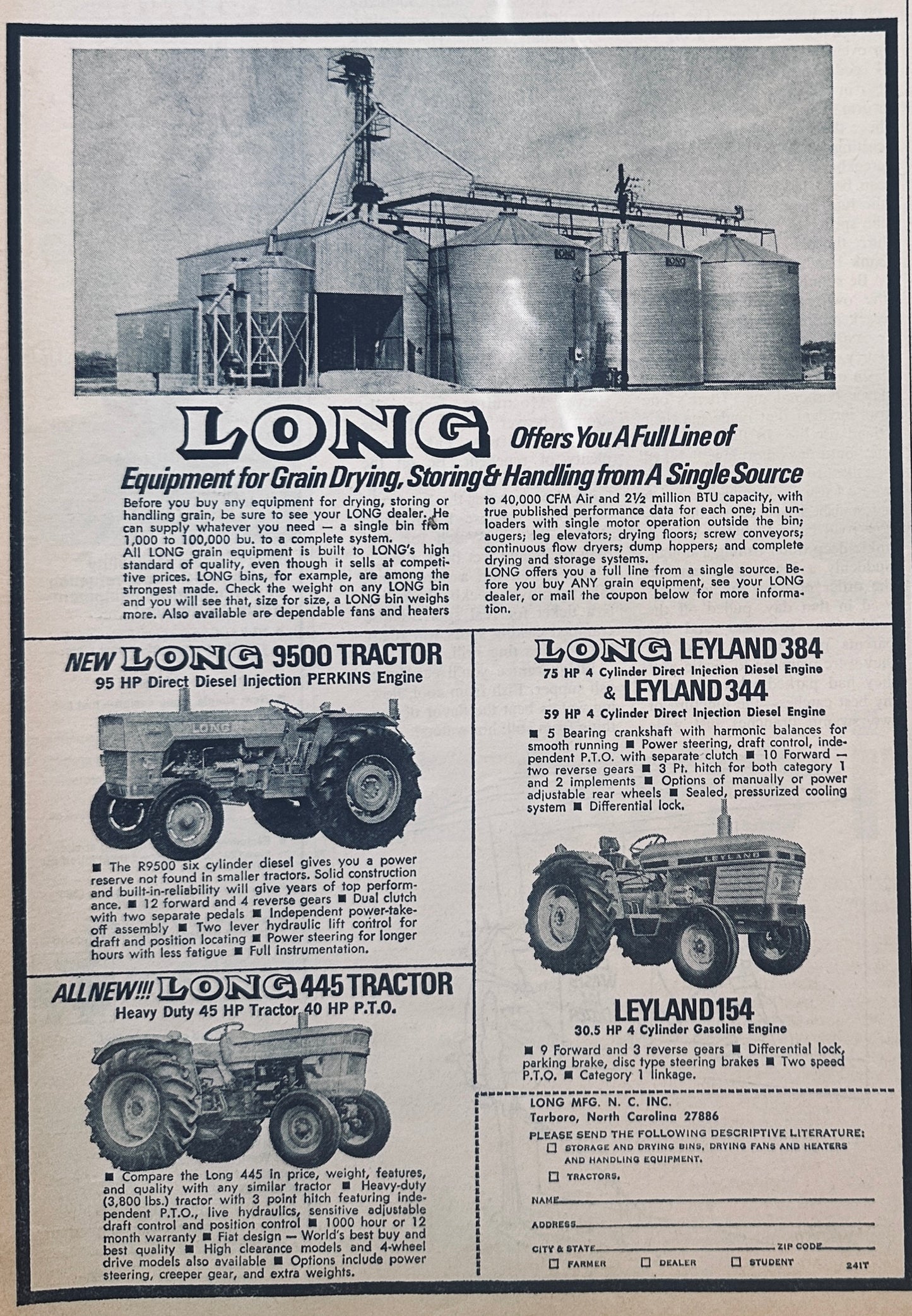 1972 Long MFG NC Inc Tarboro NC Long Tractors 3 Models Shown #882