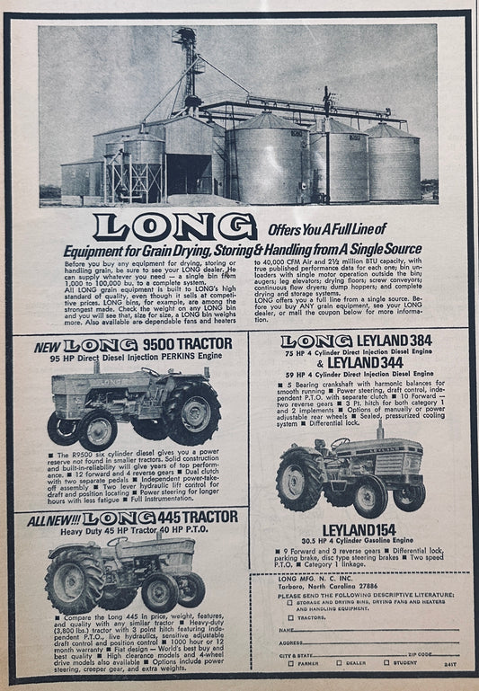1972 Long MFG NC Inc Tarboro NC Long Tractors 3 Models Shown #882