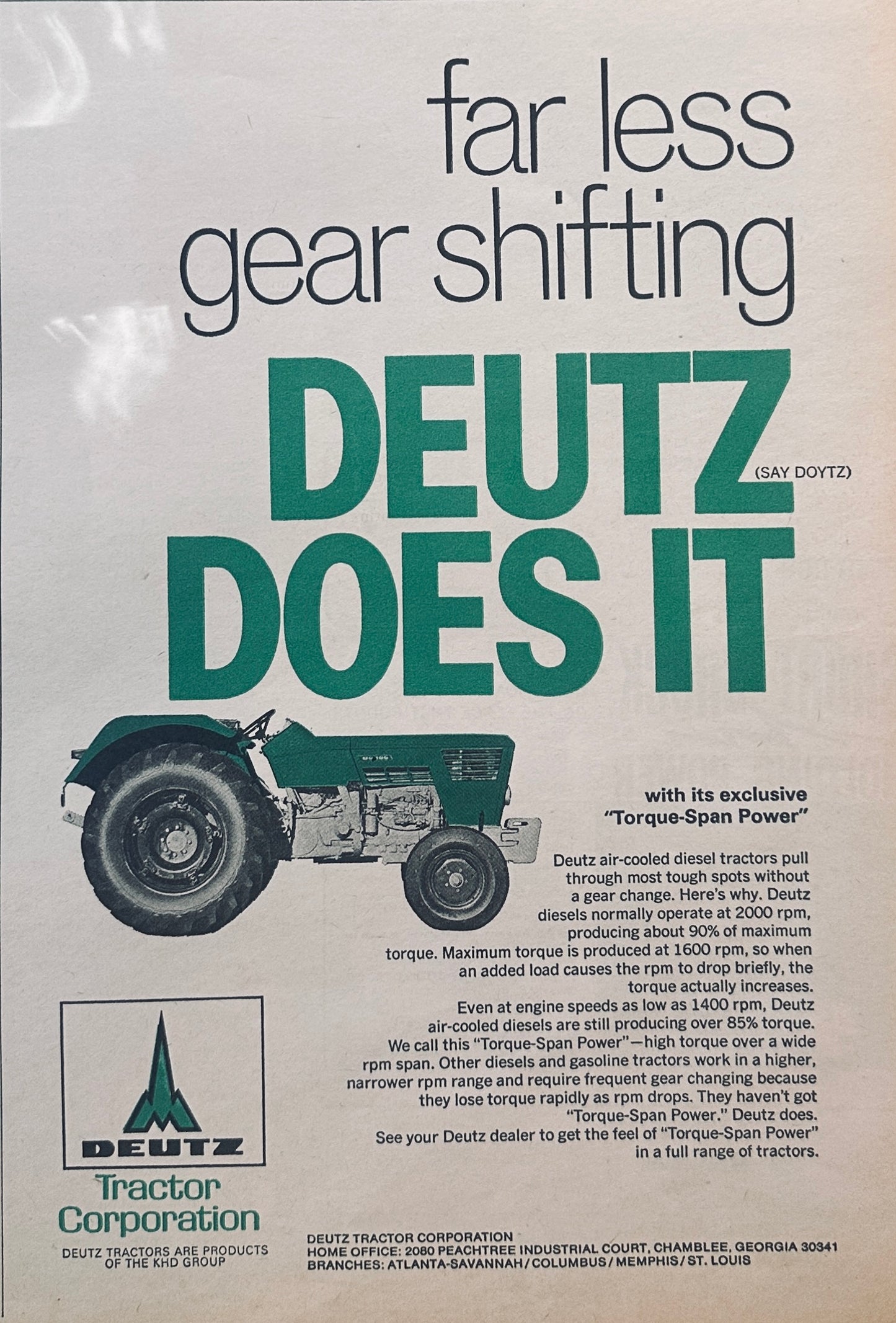 1971 Deutz (Say Doytz) Diesel Tractor Vintage Ad Chamblee, GA #880
