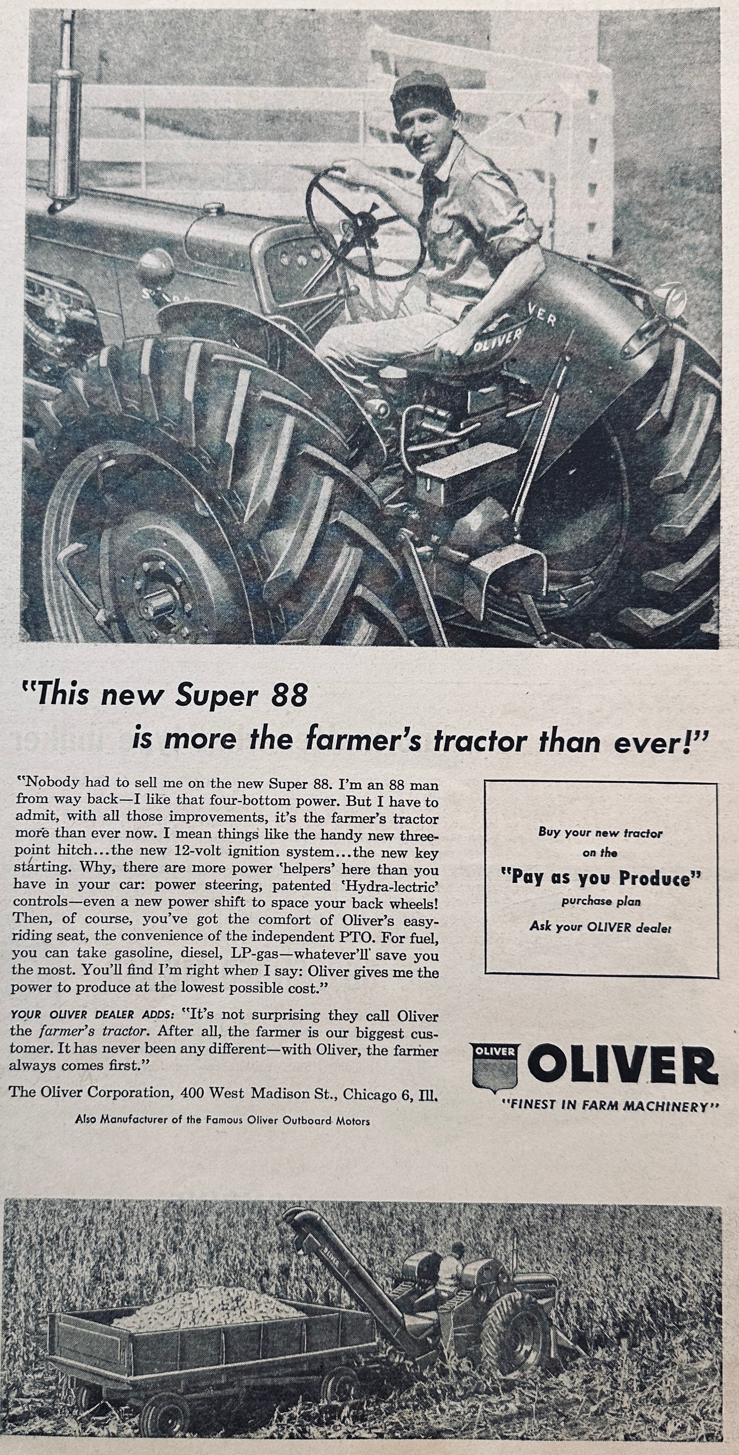 1957 Oliver Super 88 Tractor The Farmer's Tractor Vintage Ad #888