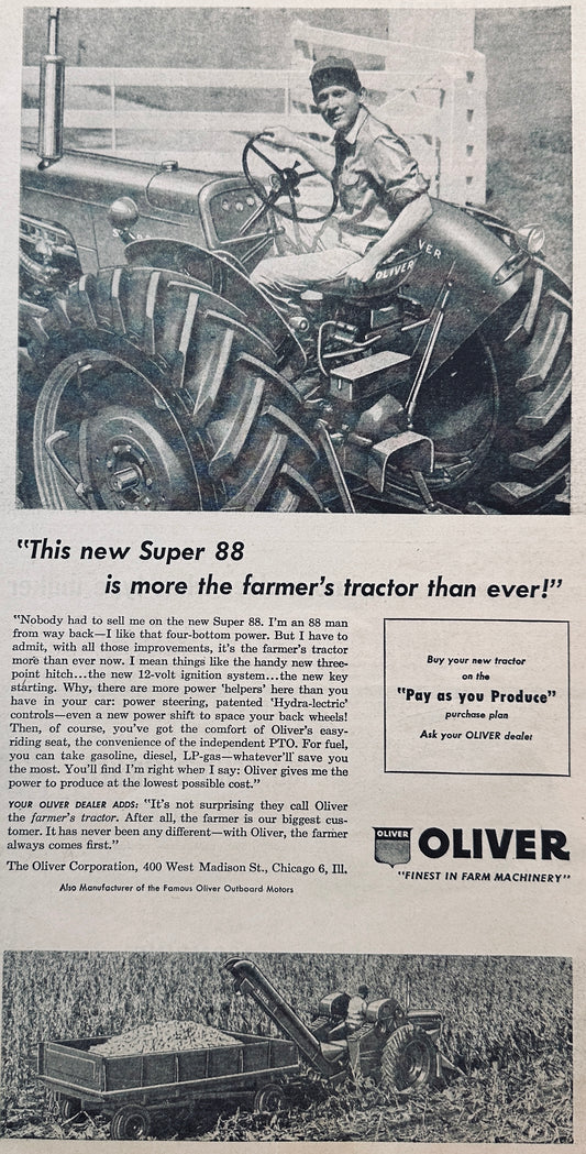 1957 Oliver Super 88 Tractor The Farmer's Tractor Vintage Ad #888