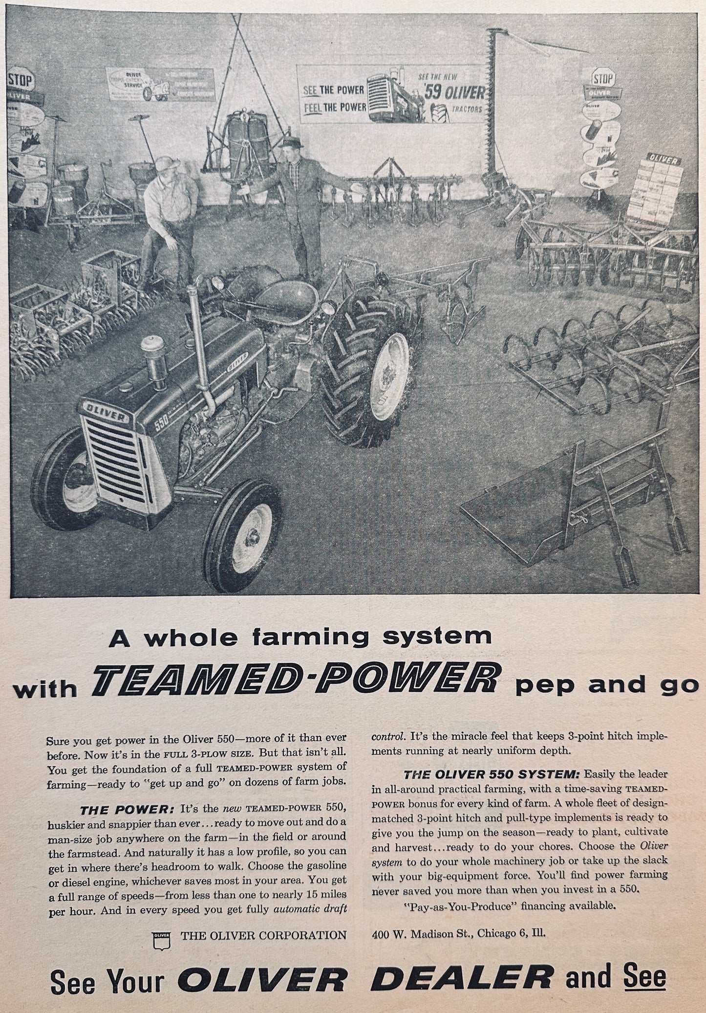 1959 Oliver Teamed-Power Complete Systems Vintage Ad #894
