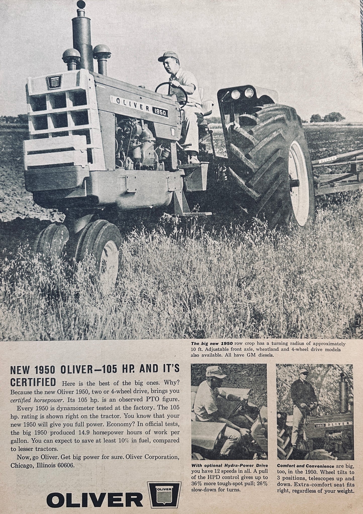 1965 Oliver 1950 - 105Hp Farm Tractor Vintage Ad #899