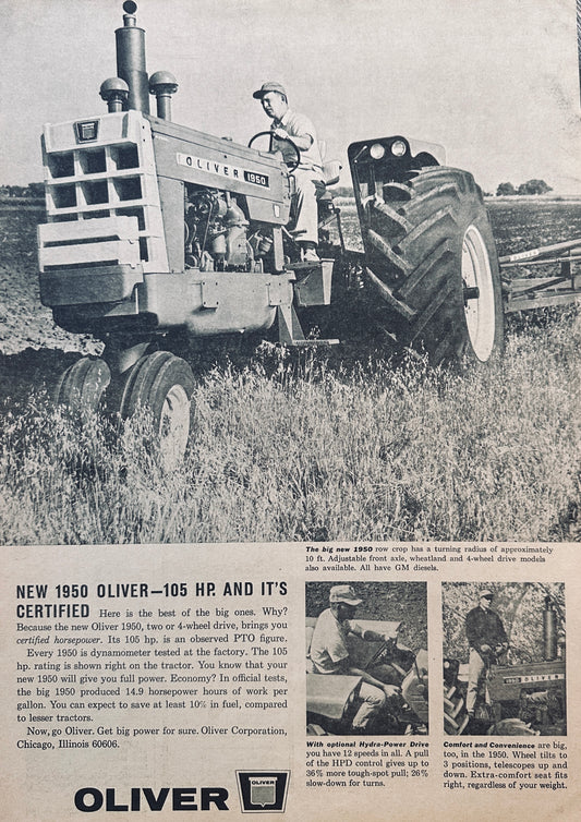 1965 Oliver 1950 - 105Hp Farm Tractor Vintage Ad #899