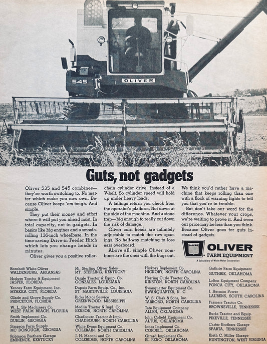1965 (?) Oliver 535 and 545 Combines Vintage Ad #901