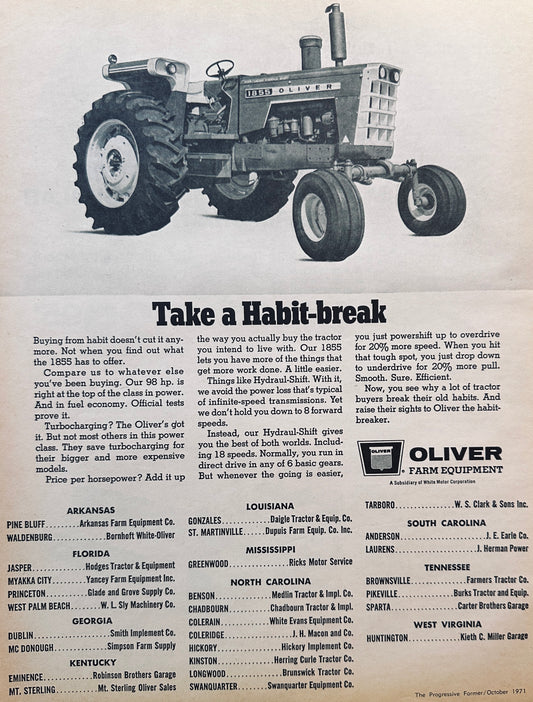 1971 Oliver 1855 Take A Habit Break Vintage ad #902