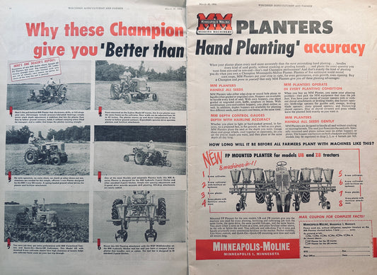 1954 Minneapolis-Moline Planters 2-Page Vintage Ad #904