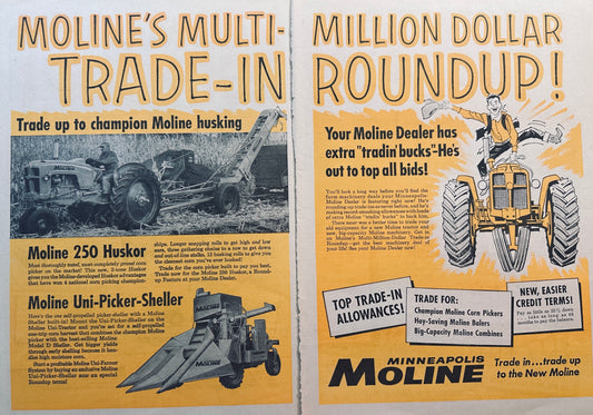 1959 2-Page Minneapolis-Moline Multi-Million $$ Round-Up Ad #910