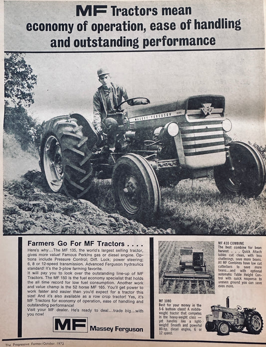 1972 Massey-Ferguson MF-135, 410 Combine and MF-1080 Ad #924