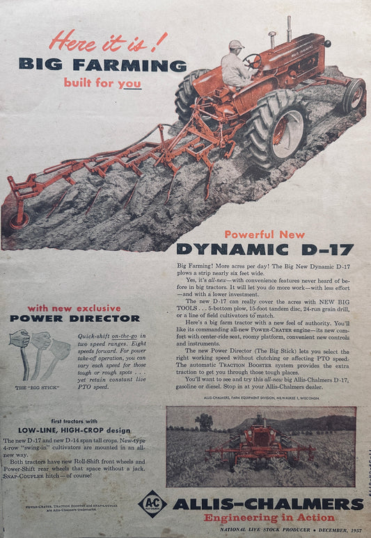 1957 Allis-Chalmer Dynamic D-17 with Power Director Vintage Ad #930
