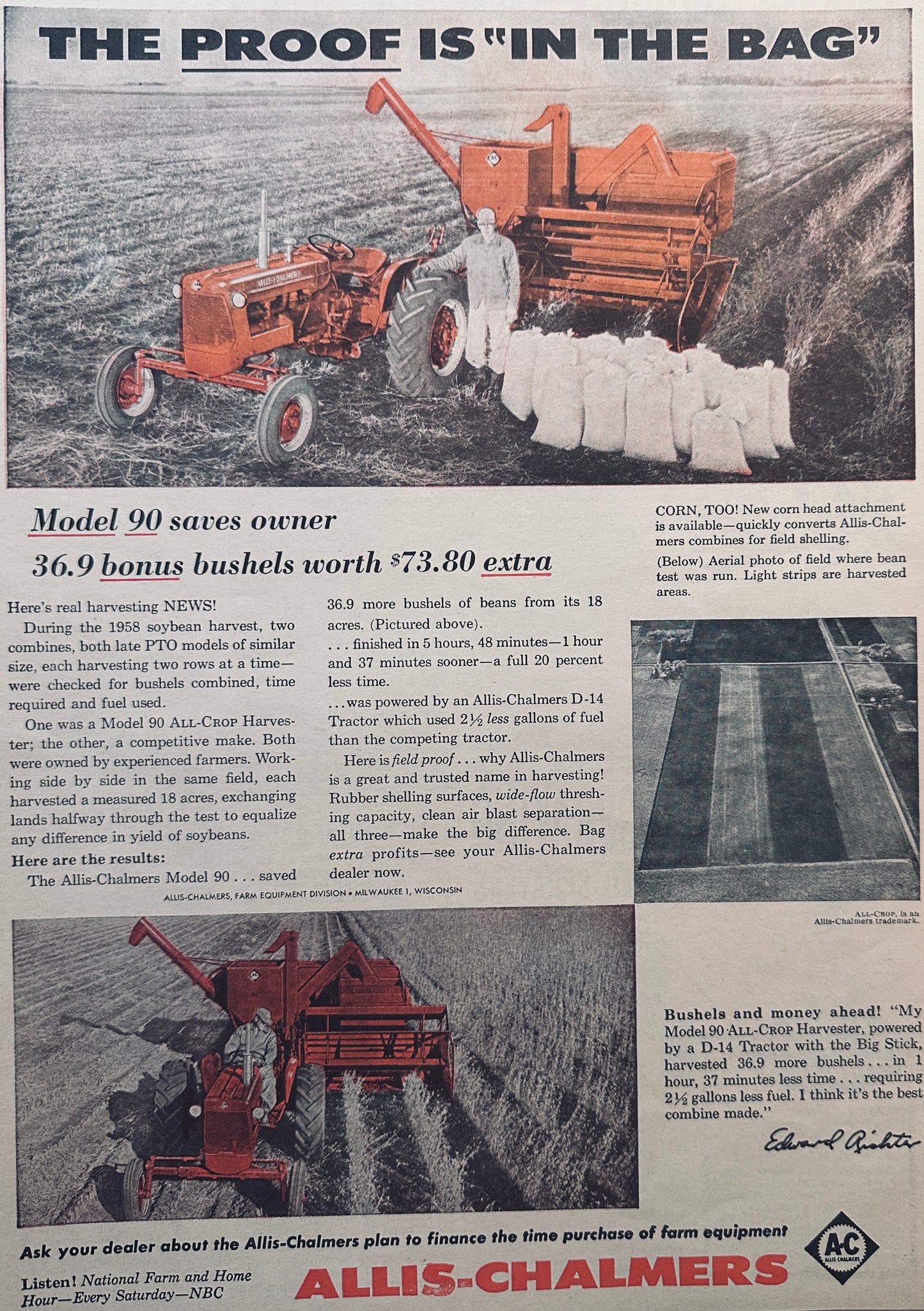 1959 Allis-Chalmers The Proof is in the Bag - Vintage Ad #933
