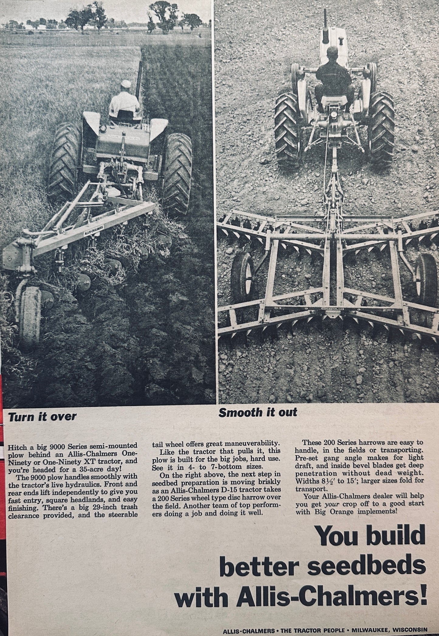 1965 Allis-Chalmers 9000 Series Plow & D15 Tractor Vintage AD #939