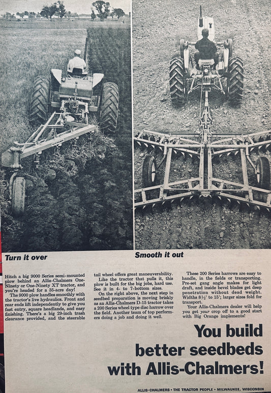 1965 Allis-Chalmers 9000 Series Plow & D15 Tractor Vintage AD #939