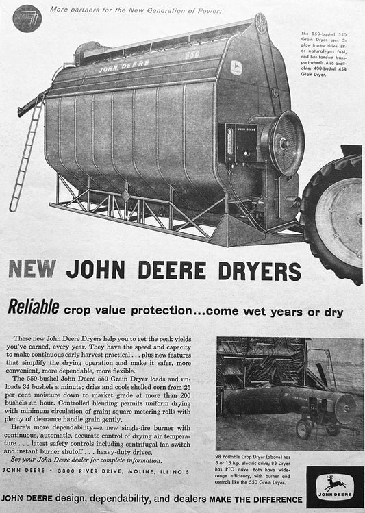 1961 (?) John Deere Model 550 Grain Dryers Vintage Ad #952