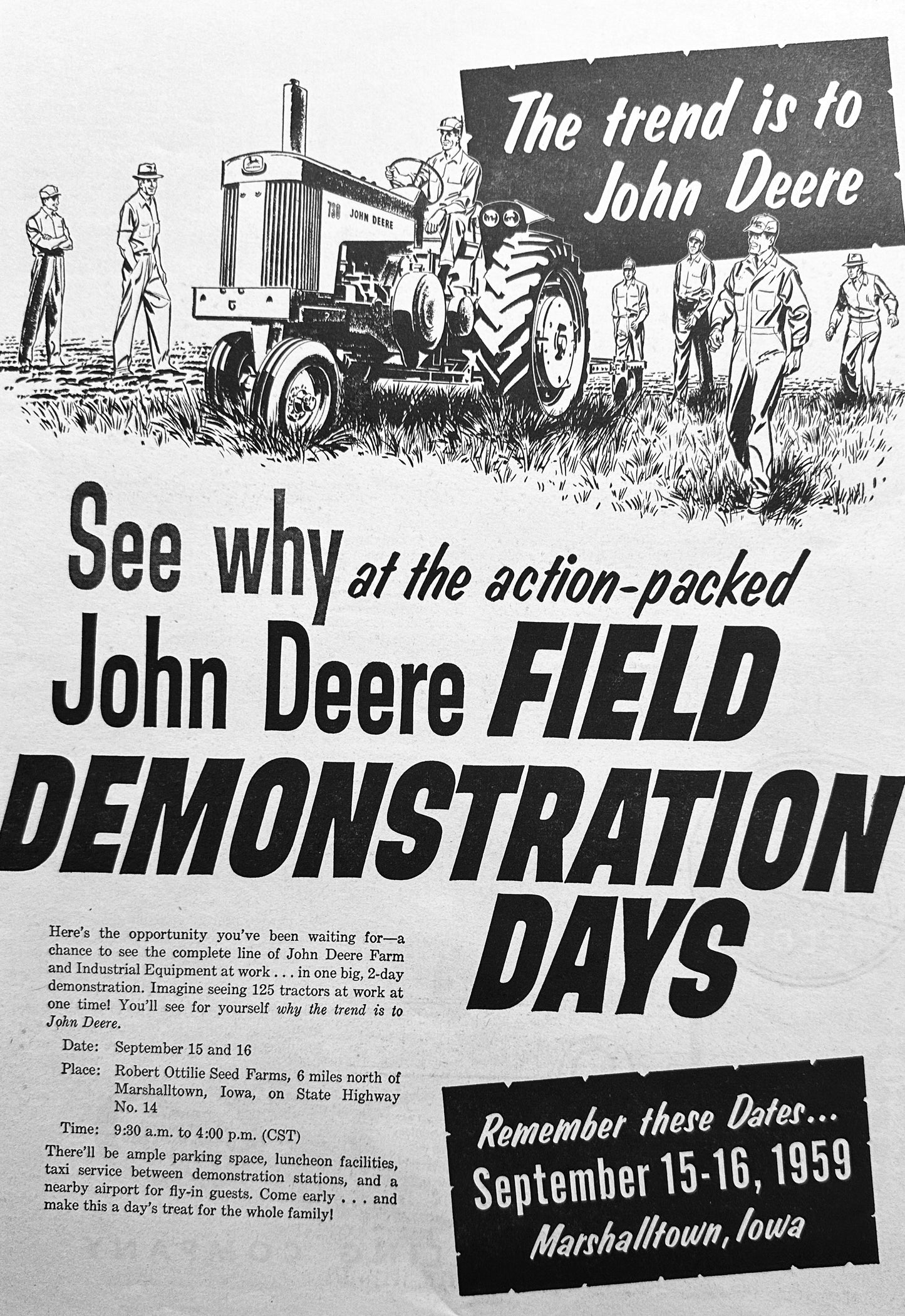 1959 John Deere Field Demonstraction Days Vintage Ad #946