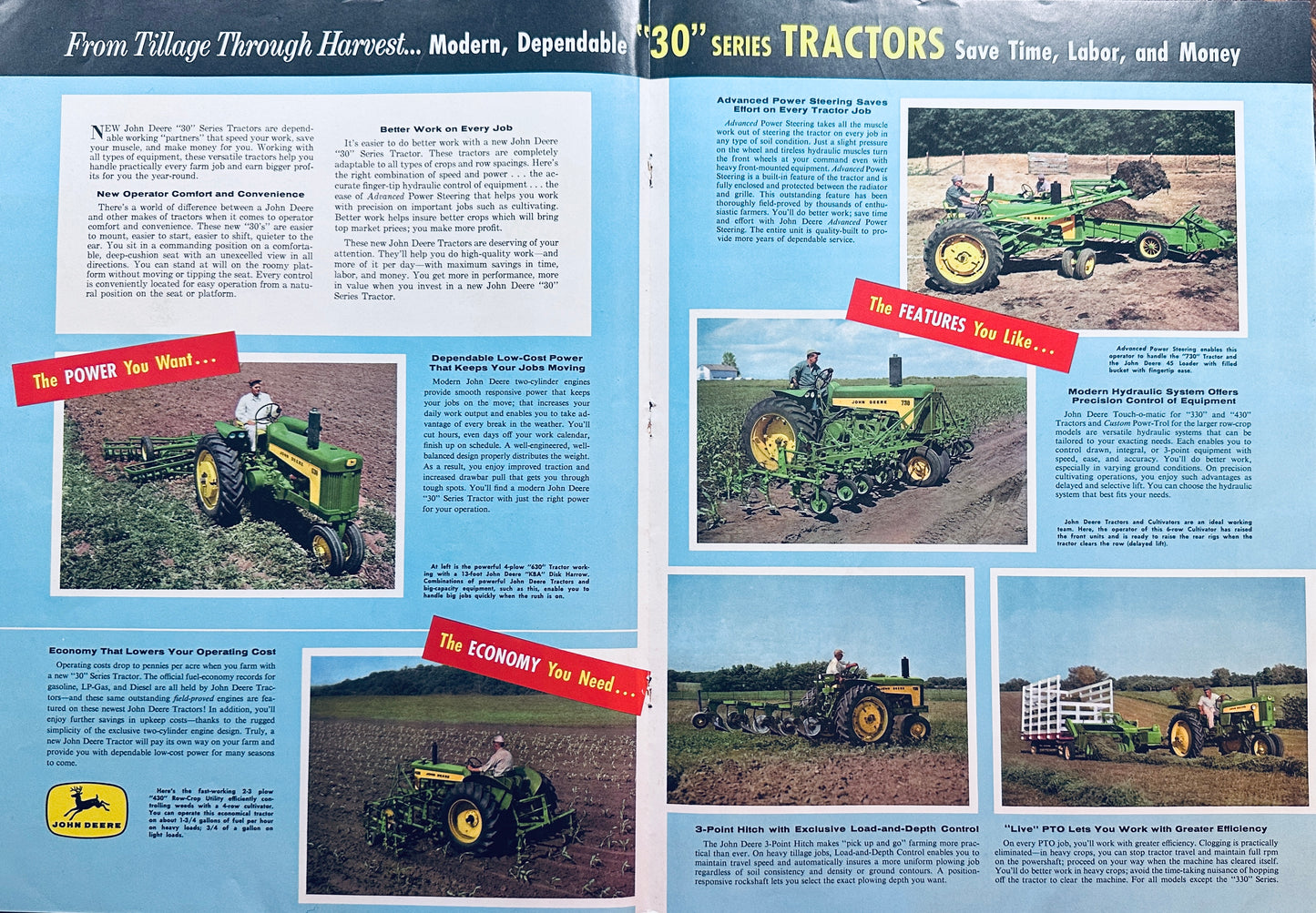 1962 Double Sided Centrfold Ad for New John Deere Tractors #960
