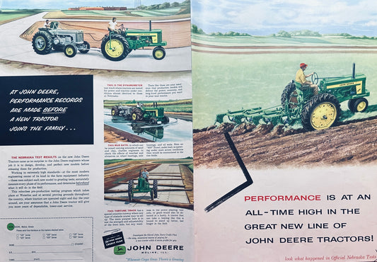 1961 John Deere Double-Sided Centerfold Nebraska Tests Results #961
