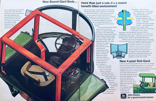 1972 2-Page Magazine Ad John Deere Sound-Gard Tractor Body #963