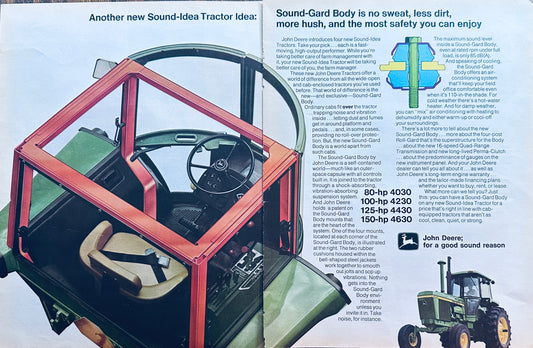 1972 2-Page John Deere Sound-Gard Cab 4 Power Sizes Vintage Ad #964