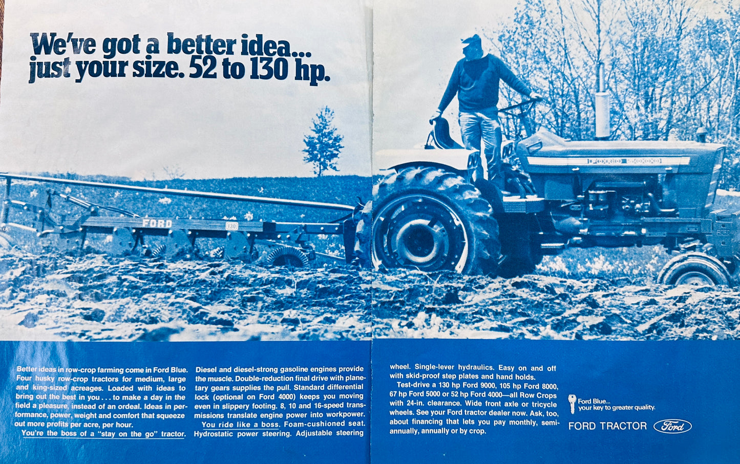 1970 2-Page Magazine Ad Ford Tractors Power Sizes 52 to130HP Ad #967