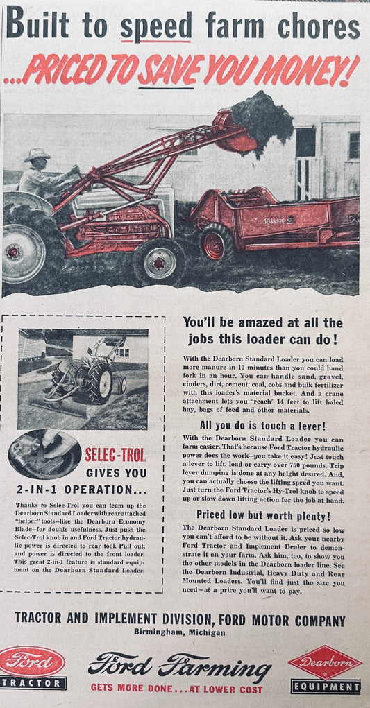 1954 Ford Loader Built to Speed Farm Chores - Vintage Ad #969