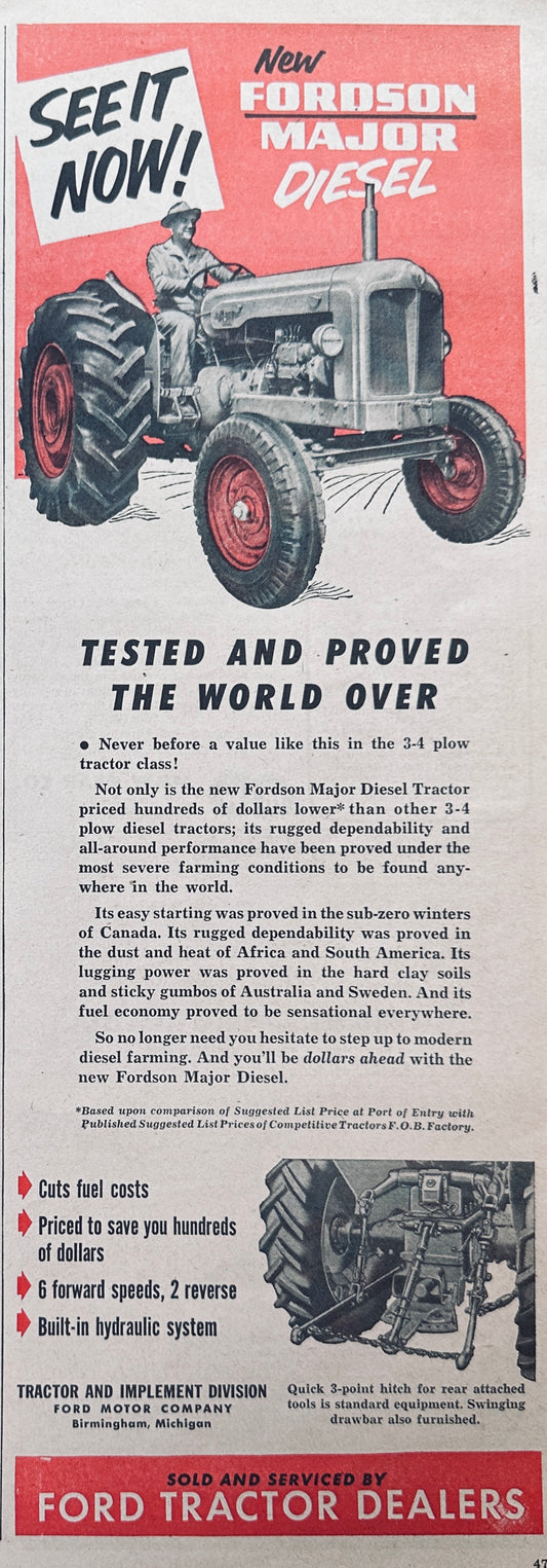 1954 Fordson Major Diesel - See It Now - Vintage Ad #970