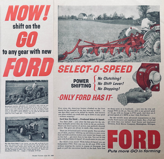 1959 2-page Magazine Ad #977 Ford Select-o-Speed Shift on the Go