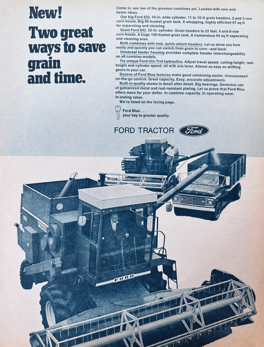 1971 Big Ford 622 and Giant Ford 642 Combines - Vintage Ad #978