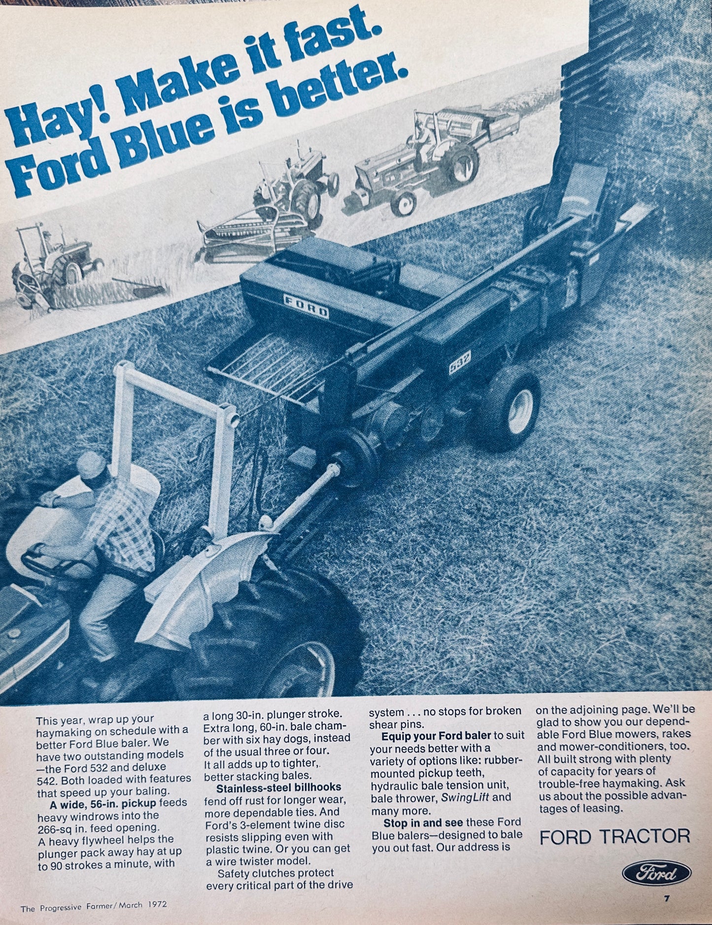 1972 Ford Blue is Better - Hay! Make it fast - Vintage Ad #980