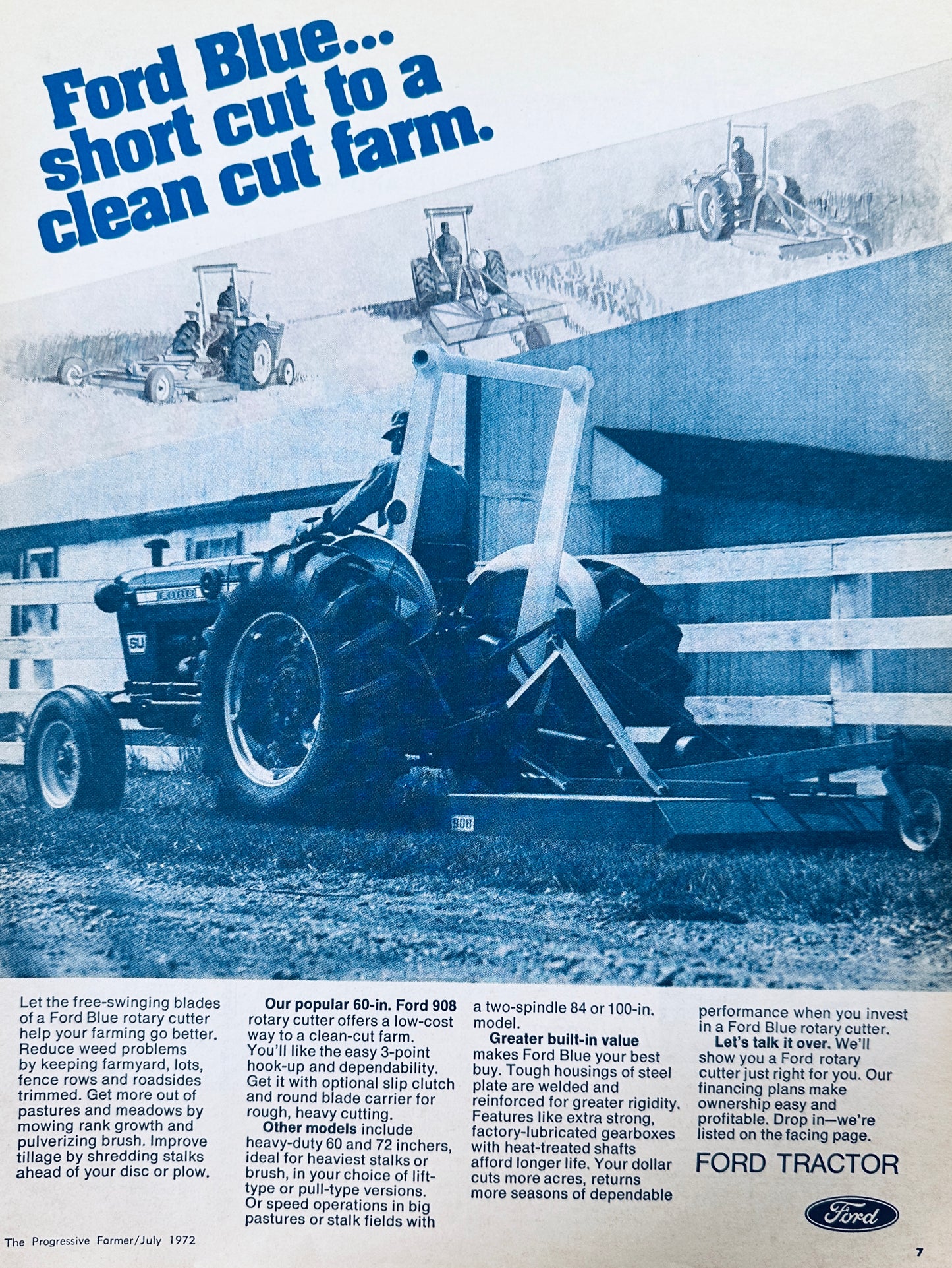 1972 Ford Blue Short Cut to a Clean Cut Farm - Vintage Ad #983