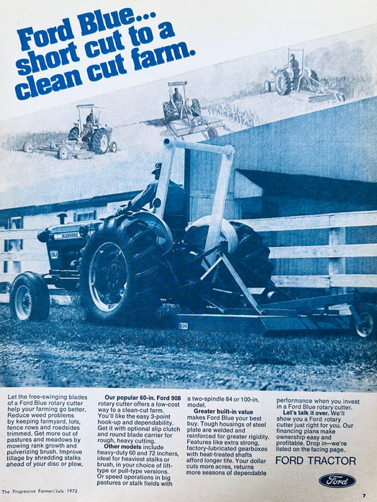 1972 Ford Blue Short Cut to a Clean Cut Farm - Vintage Ad #983