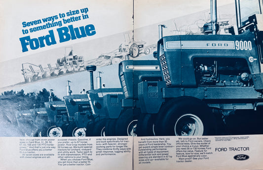 1972 2-Page Ford Tractors in 7 Power Sizes Vintage Ad #984