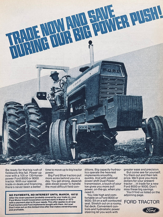 1972 Ford 9000 Tractors Vintage Ad #987
