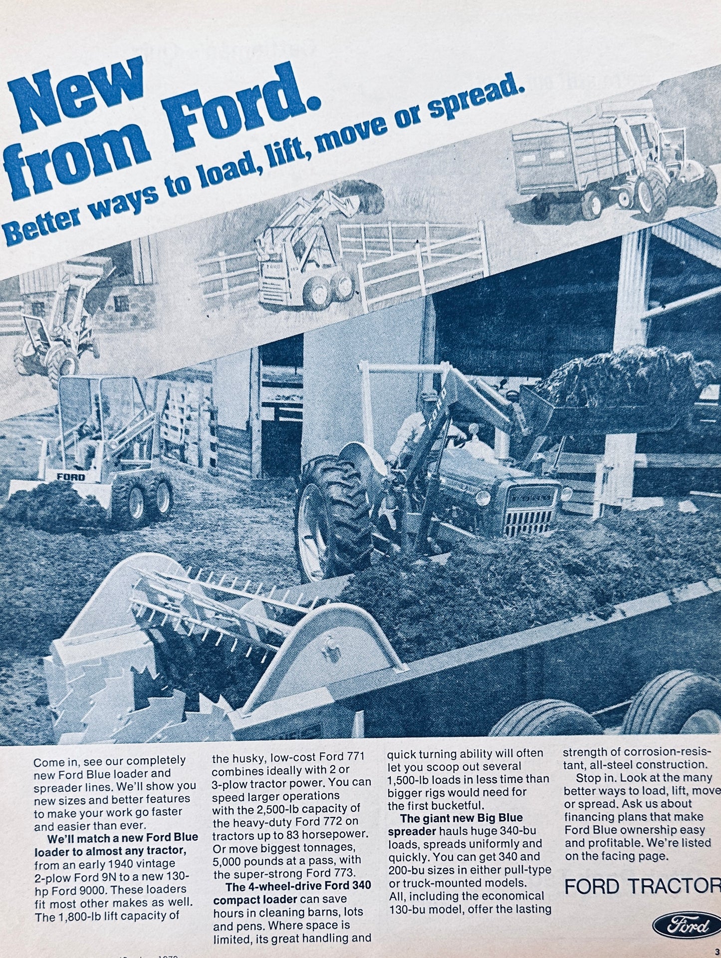1972 Ford Farm Equipment Load, Lift, Move or Spread Vintage Ad #986