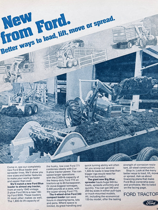 1972 Ford Farm Equipment Load, Lift, Move or Spread Vintage Ad #986